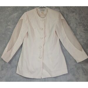 St Anthony Evening Ivory Beaded Sheer Sleeve Blazer Jacket Womens Size 8 Formal